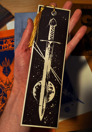 Silkscreened bookmark.